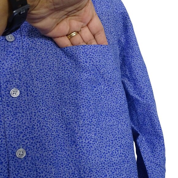 Rodd and Gunn Sports Fit Blue Leaf Print Button Up Long Sleeve Shirt Men Size M - Picture 3 of 13